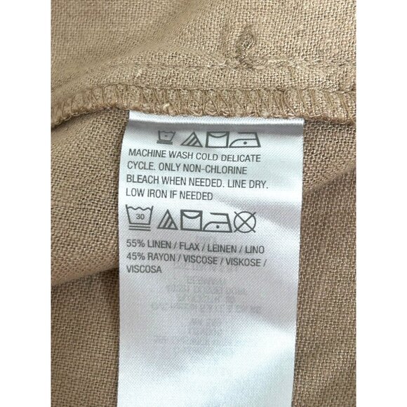 Susan Graver Jacket Top Taupe 1X Long Sleeve Mandarin Collar Buttons Linen Blend - Picture 14 of 16